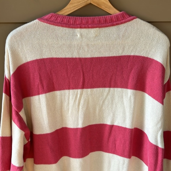 United Colors of Benetton Vintage XL 100% Cotton Striped Rainbow Preppy Sweater - Picture 9 of 9